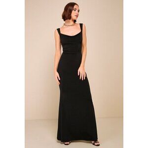 Lulus Inspiring Glamour Black Backless Column Maxi Dress - Size XS